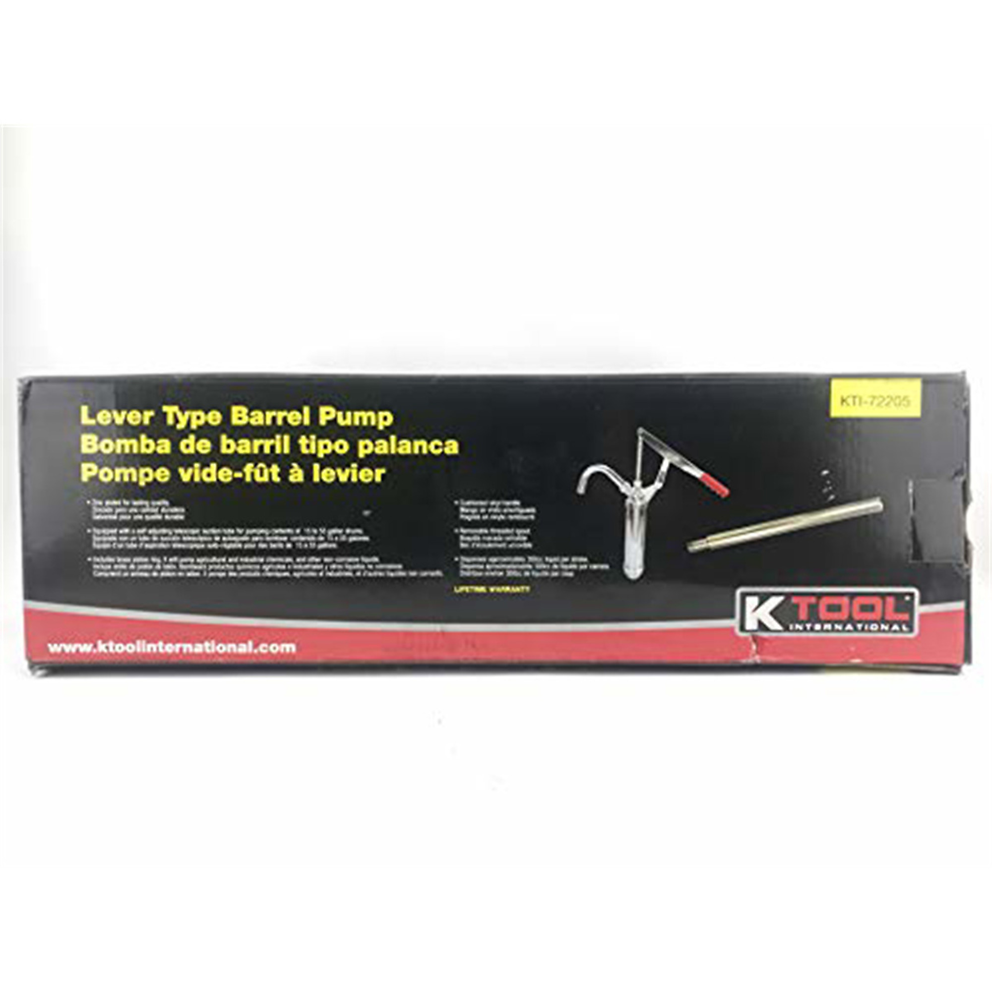 K Tool International Barrel Pump — 300cc per Stroke, Fits 15, 30, and 55 Gallon Drums, Zinc-Plated, Model# KTI72205